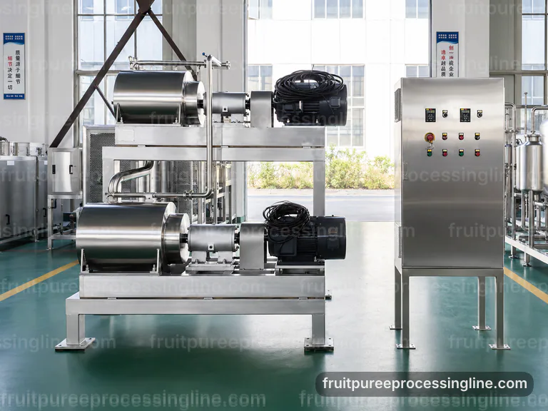 Industrial Fruit Puree Processing Line: Process Scope And Configuration Interface industrial fruit puree processing line, process scope and configuration: pulping followed by fine refinement section connection view